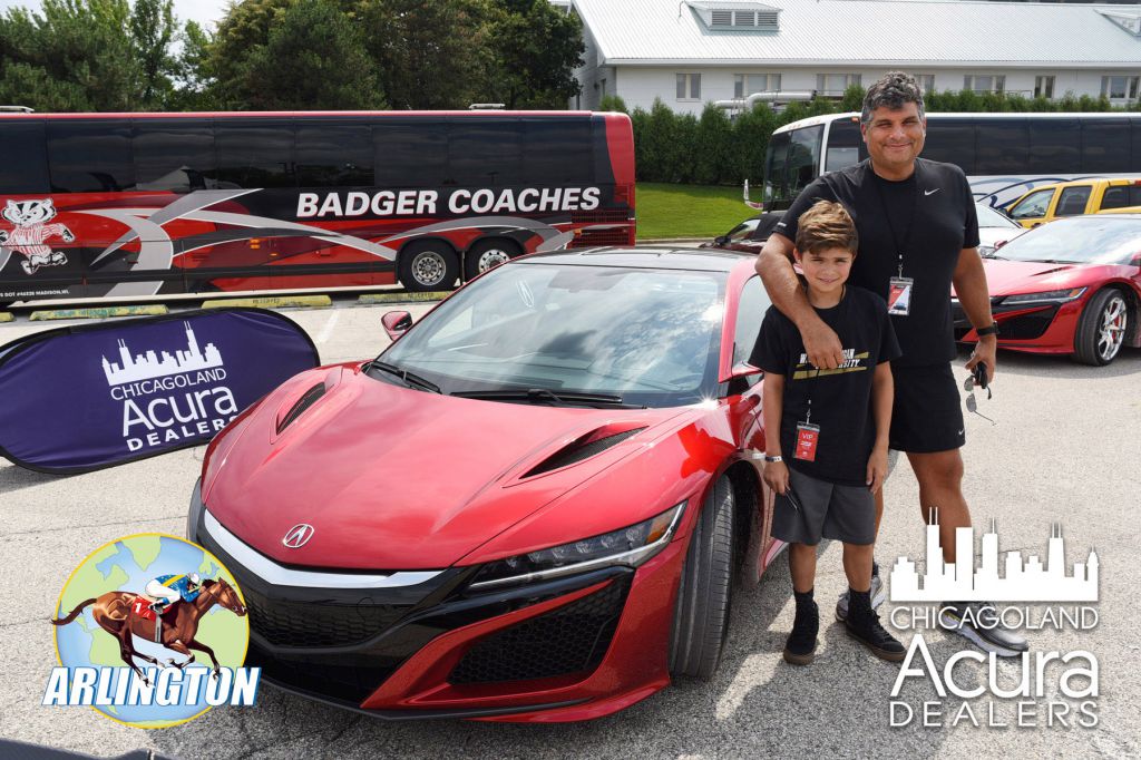 Father and son get to test drive Acura NSX at Arlington Racetrack, get free 5x7 photo printed on site