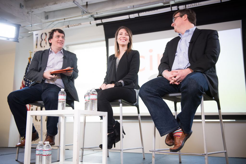 event photography of speaker panel at 1871 Merchandise Mart