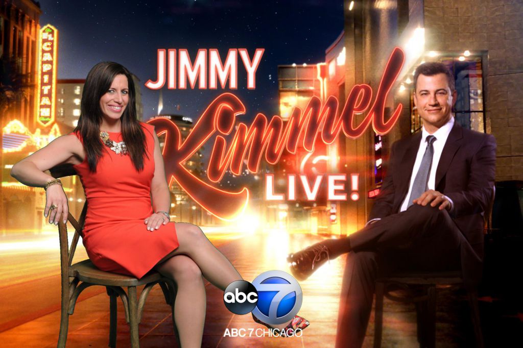 Jimmy Kimmel green screen photo op at ABC7 Chicago Upfront