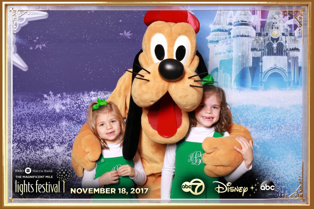 Little girls get Goofy step repeat photography at ABC7 Disney character meet greet