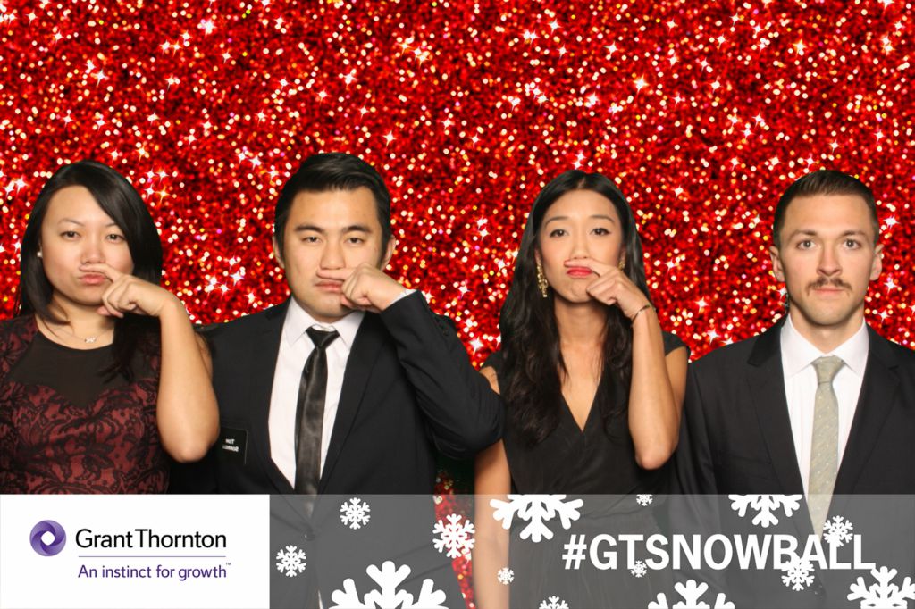 Finger moustache people pose on green screen photo booth holiday party photo activity