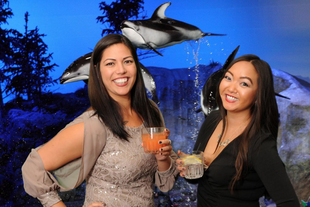 Guests look like they are at the Shedd with green screen photography