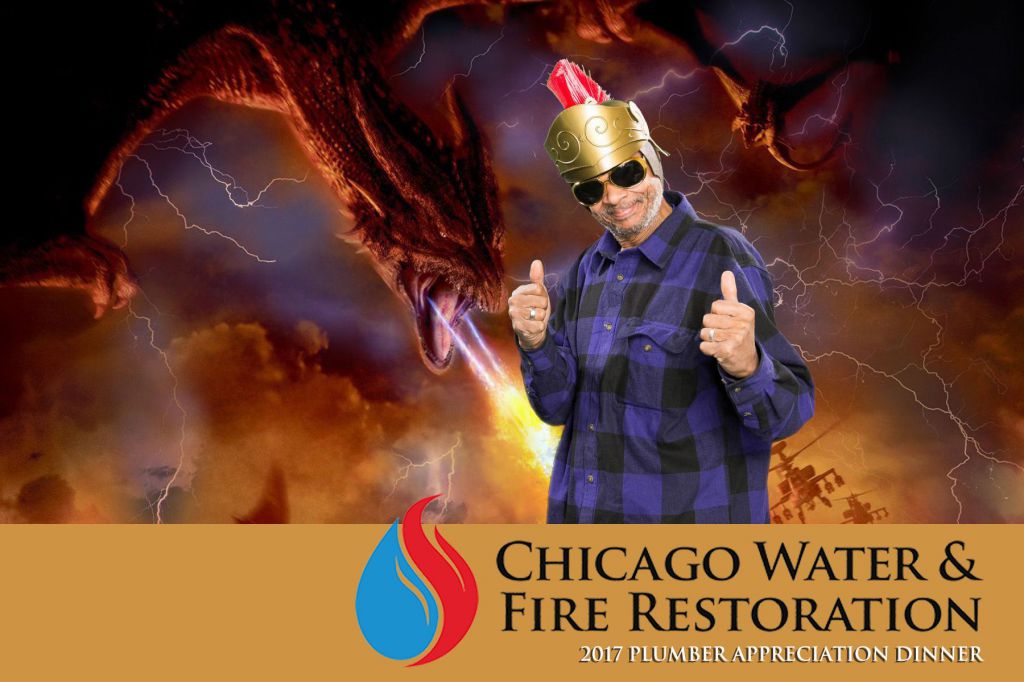 Hanging with the dragon on the green screen chicago photo booth