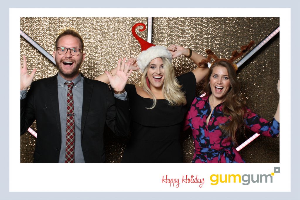 Happy Holidays photo from photobooth at corporate event