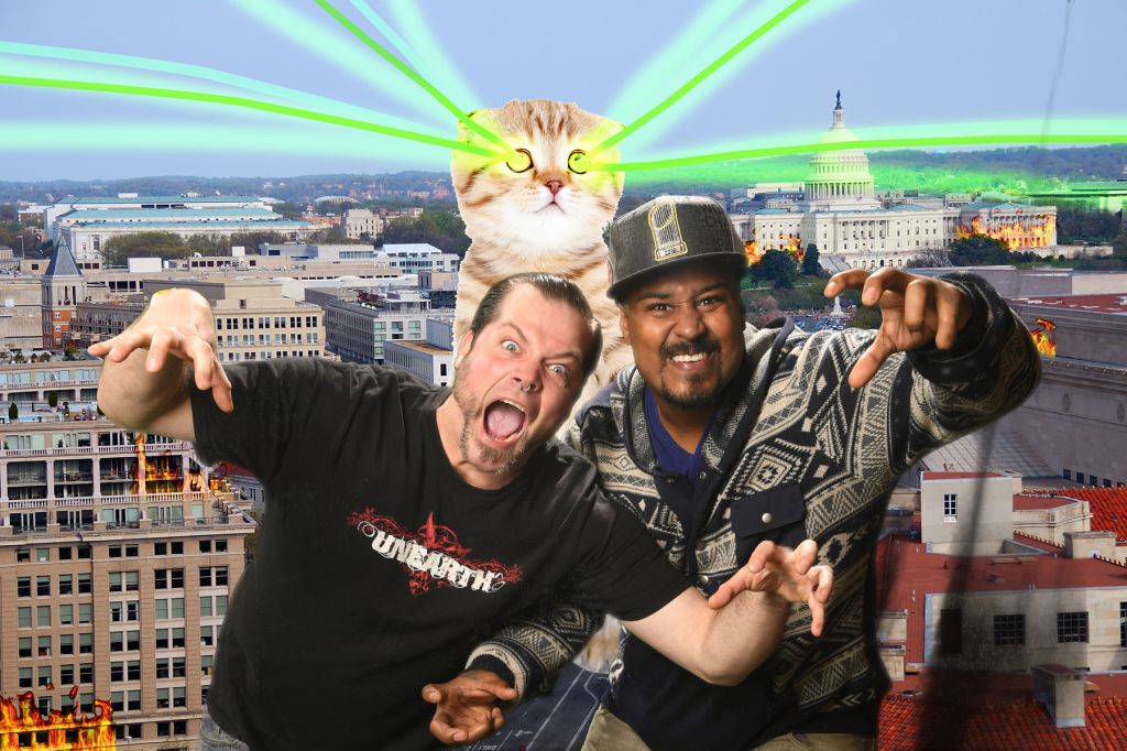 Laser cat attacks captial but these guys just do not care, Chicago photo booth