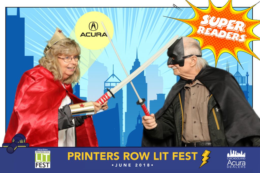 old fogey superheroes do battle at green screen photo booth, rewarded with photo print onsite
