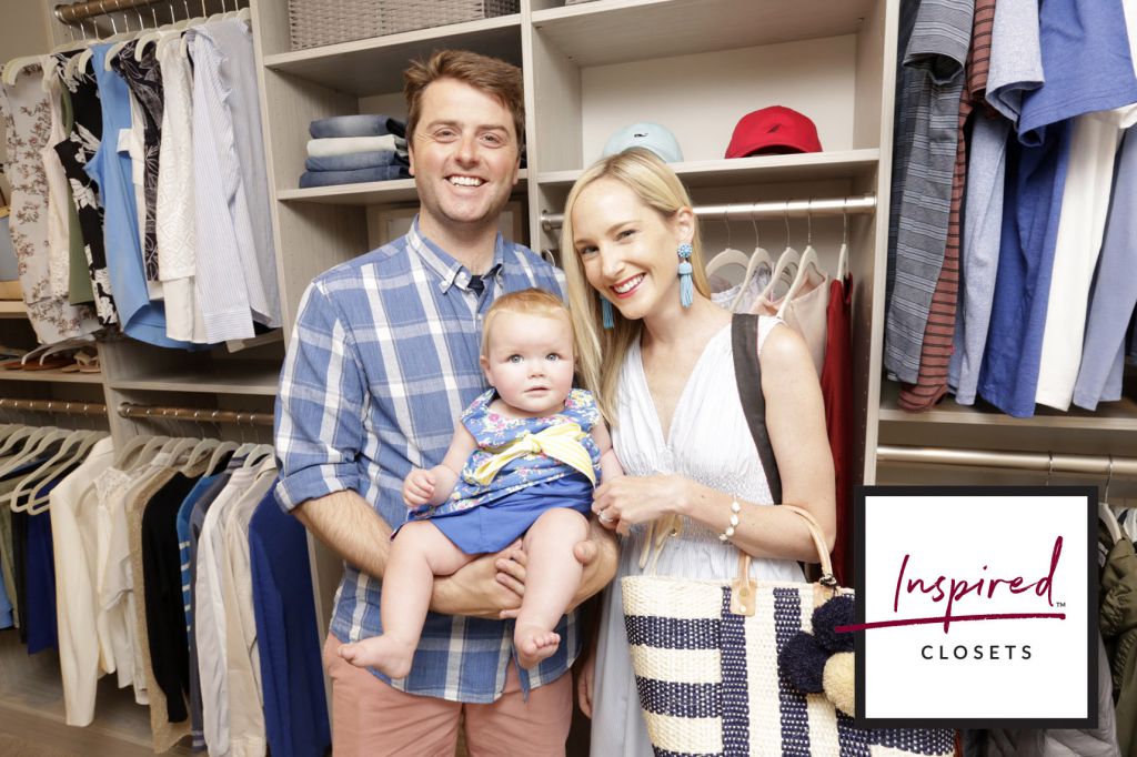Photo activation for Inspired Closets features cute couple with baby