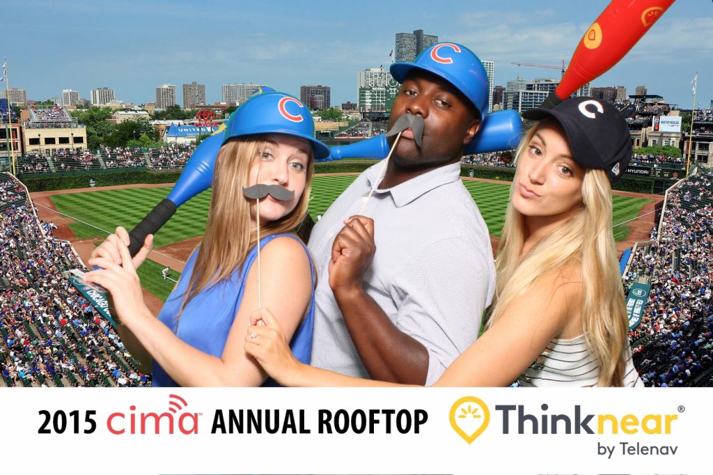 Green screen photo booth at Chicago Cubs rooftop party