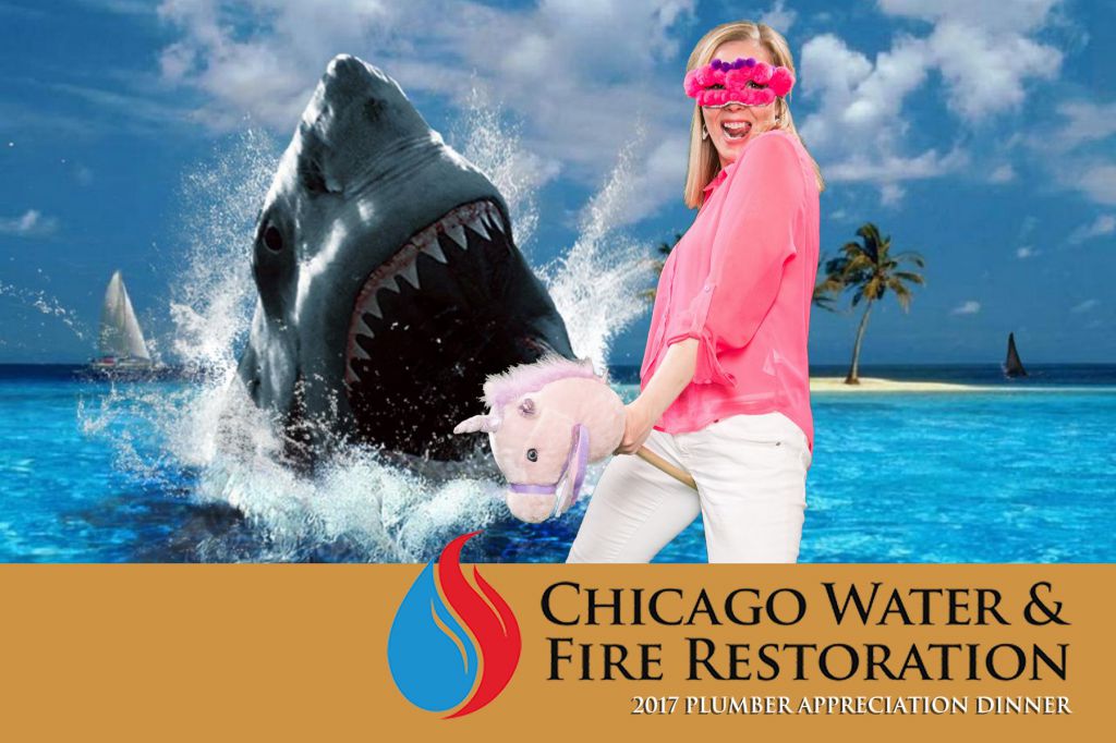 Ride the pink pony but nevermind the shark green screen photo booth in action