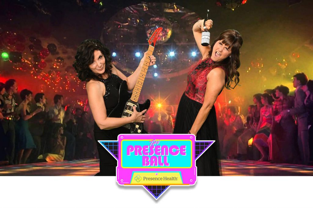 women get wild 80s disco green screen photography printed on location